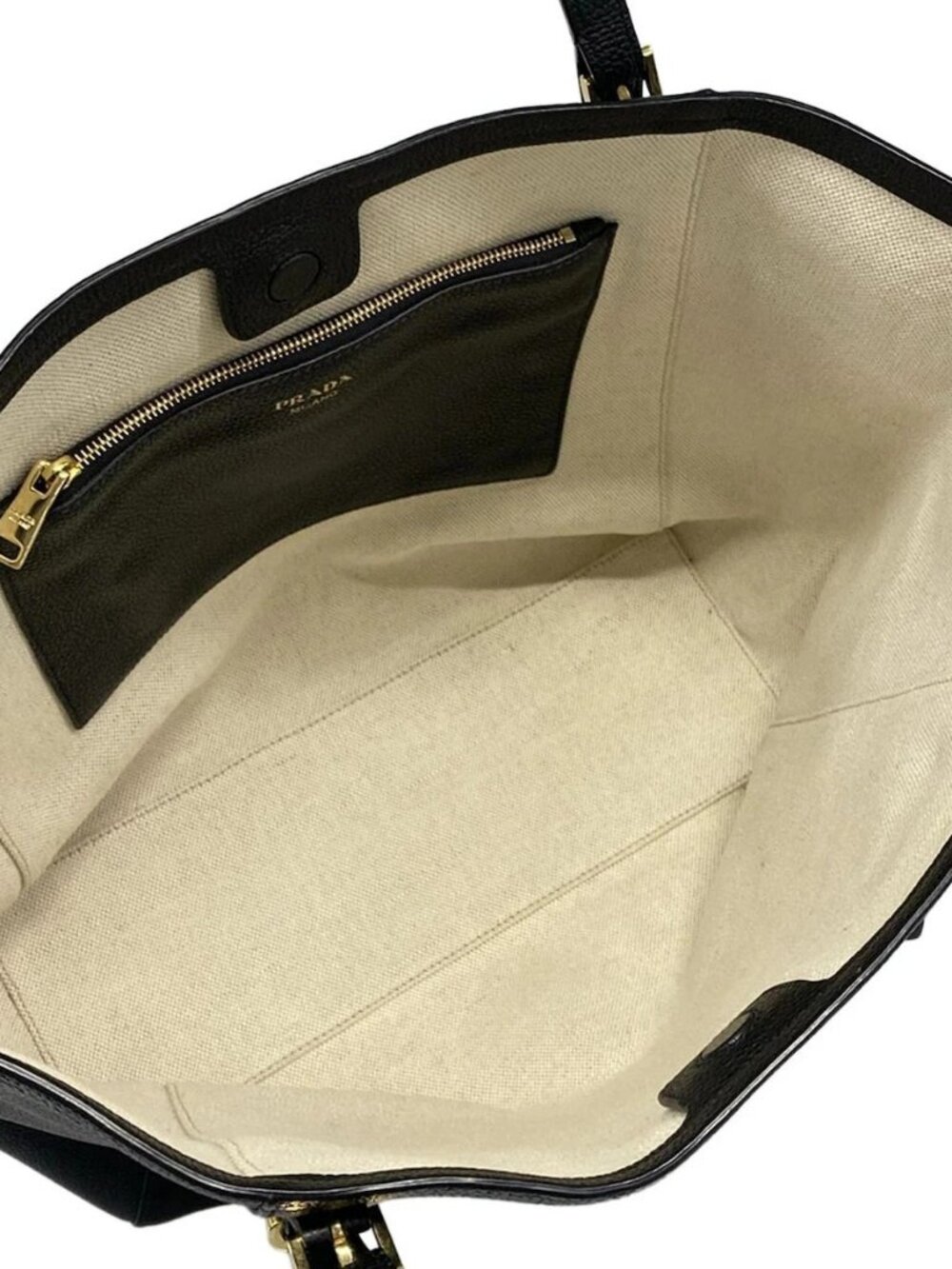 PRADA Vittelograin tote bag 1BG301 Black Leather Women's Tote Bag - Picture 15 of 15